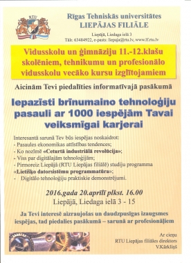 RTU Liepājas filiāle aicina vidusskolēnus uzzināt par IT nozares perspektīvām Latvijā un pasaulē